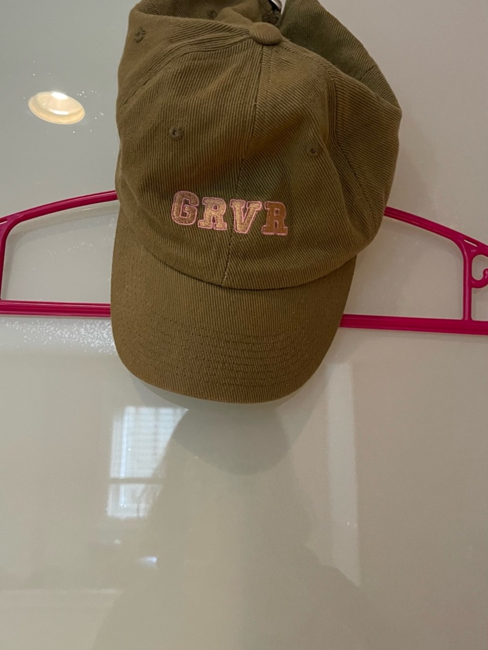 GRVR Embroidered Olive Corduroy Baseball Cap